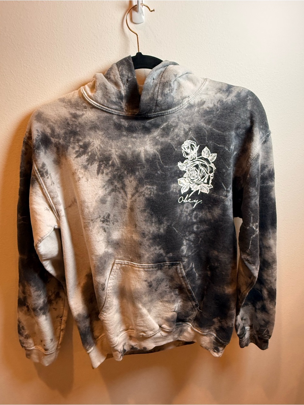 Obey Ruby Rose Black Tie Dye Hoodie Small